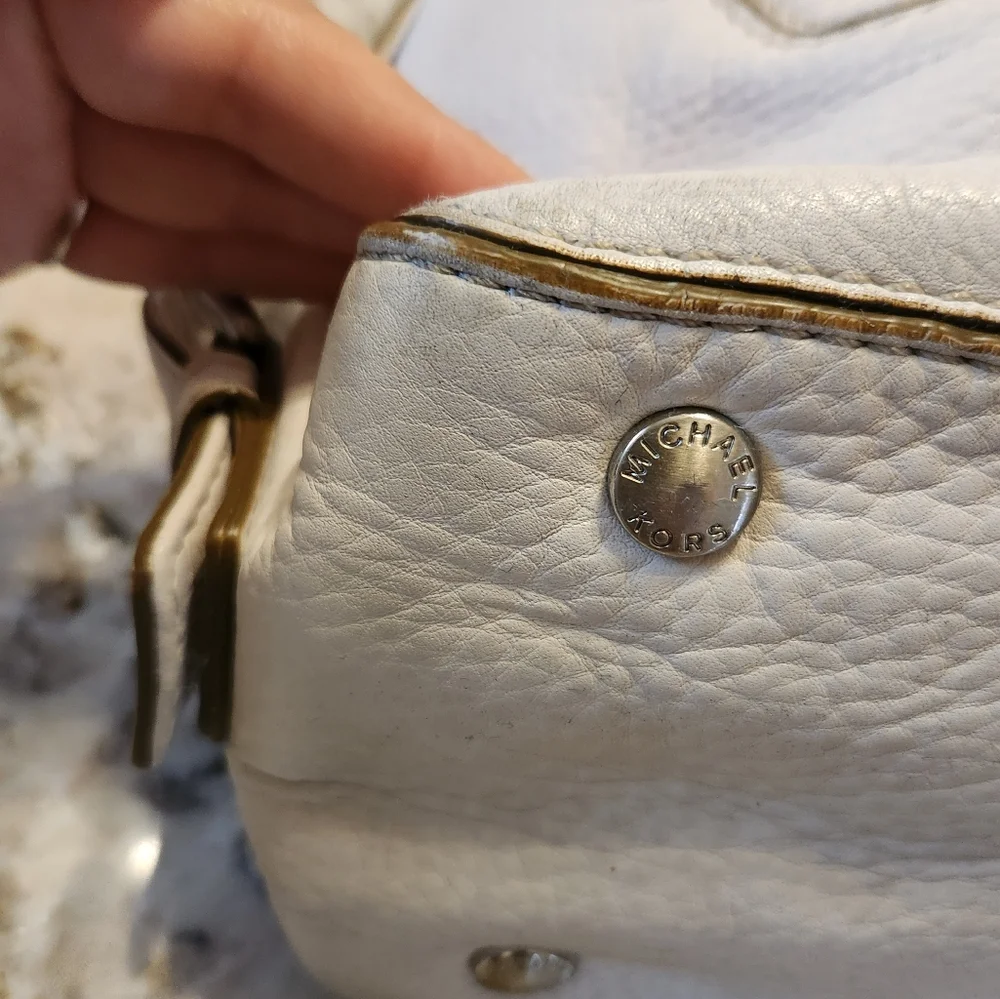 Michael Kors Handbag, Off White Pebbled Leather, Shoulder Bag Satchel Summer EUC
